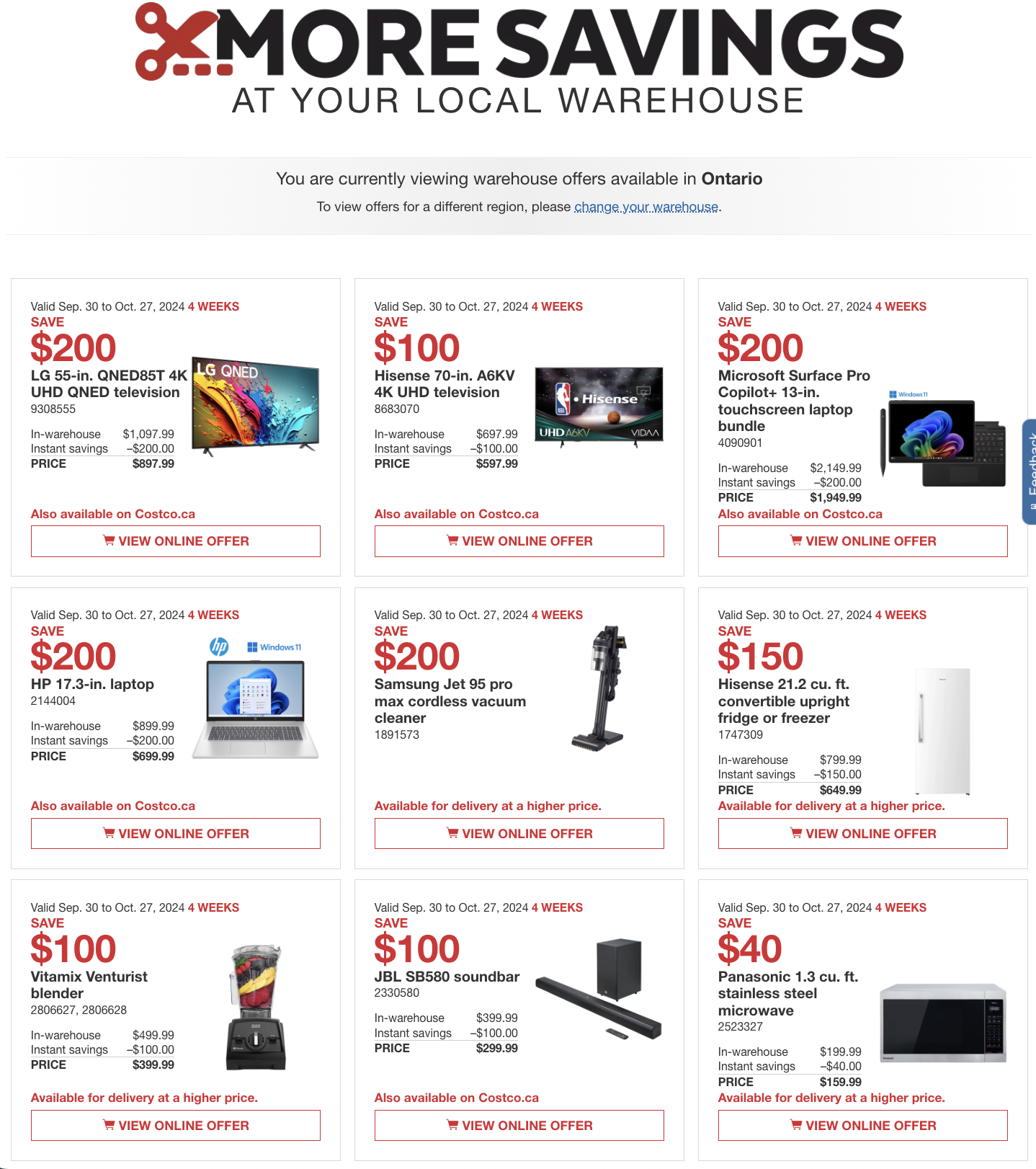 Costco Canada Coupons/Flyers Deals at All Costco Wholesale Warehouses